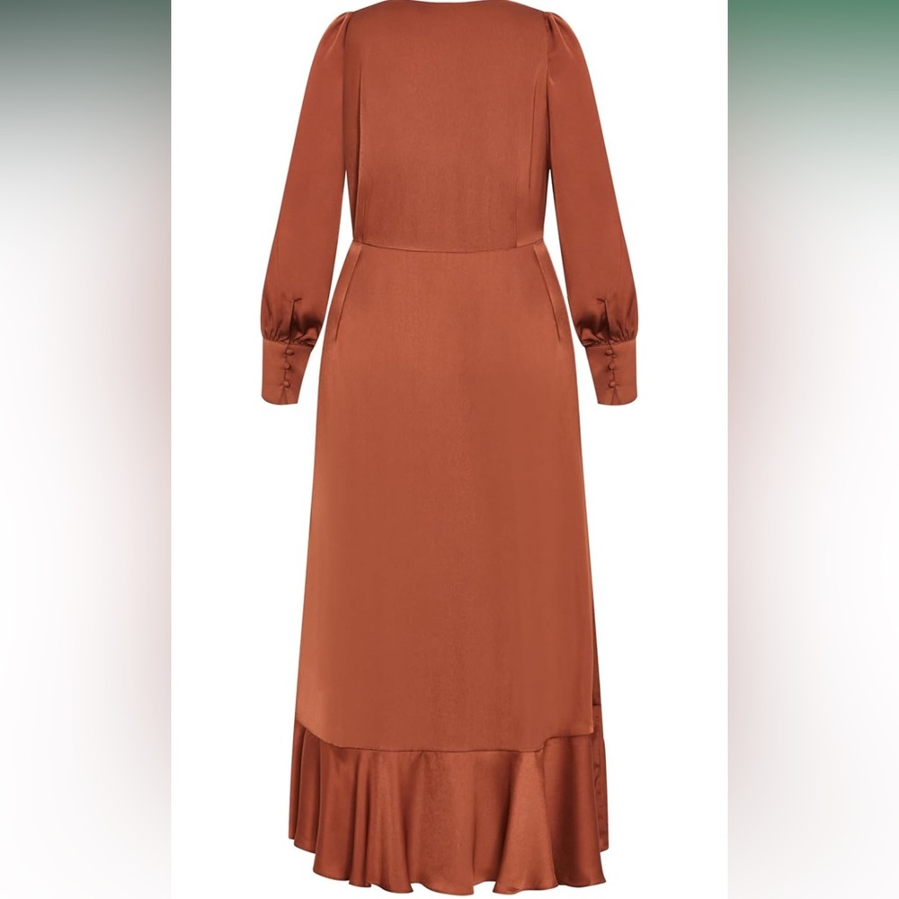 City Chic | Terracotta Bronze Cinnamon Maxi TRUE Wrap Dress Formal Wedding Guest - Picture 5 of 7
